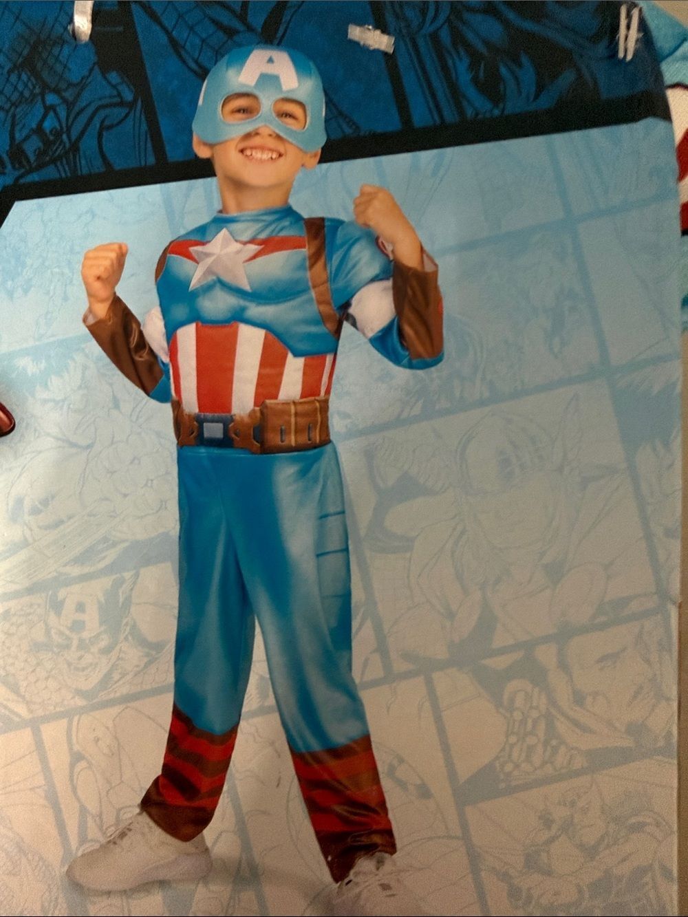 Marvel Universe CAPTAIN AMERICA Costume Toddler 2T Boys Muscle Chest NEW